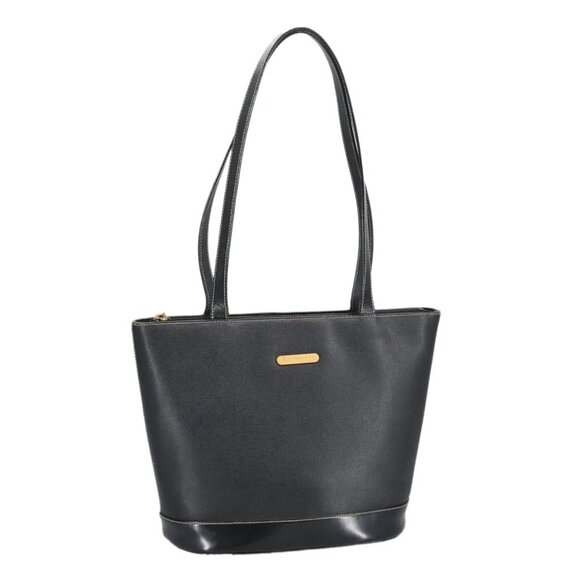 Burberrys Tote Bag Leather Black Auth ep6558 - Picture 1 of 15